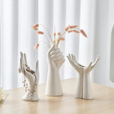 White Ceramic Hand Flower Vase | Yedwo
